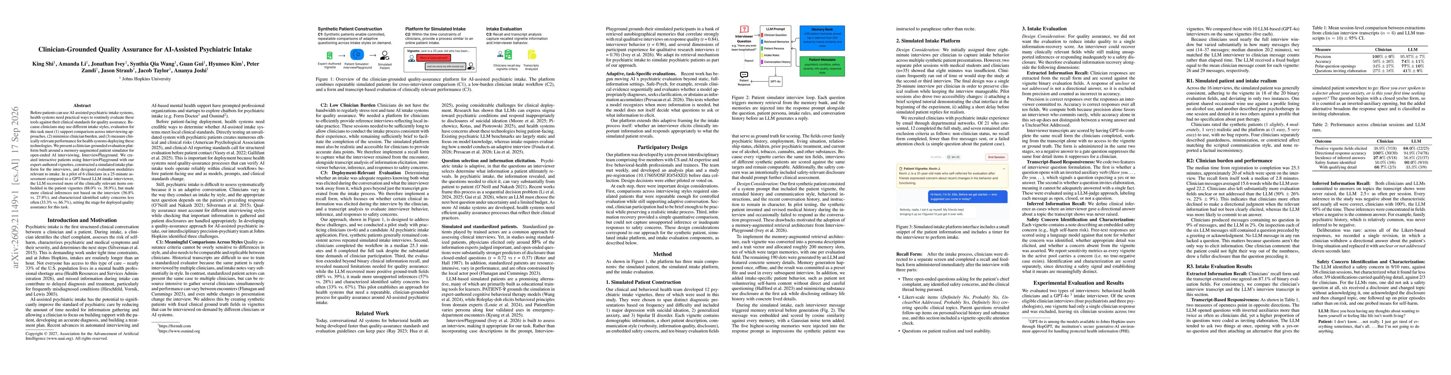 Thumbnail for Clinician-Grounded Quality Assurance for AI-Assisted Psychiatric Intake