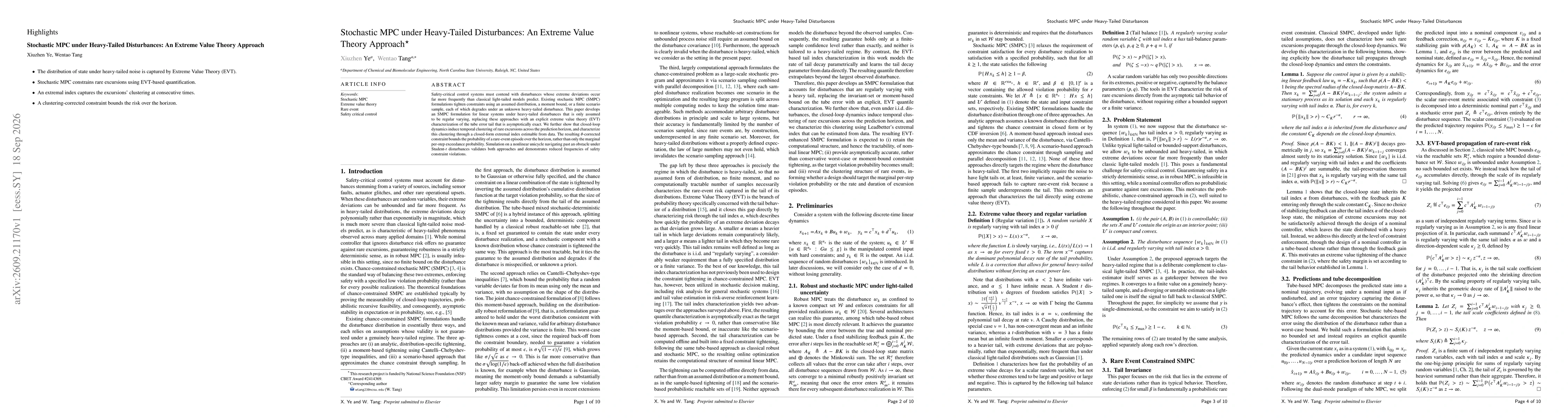 Thumbnail for Stochastic MPC under Heavy-Tailed Disturbances: An Extreme Value Theory Approach
