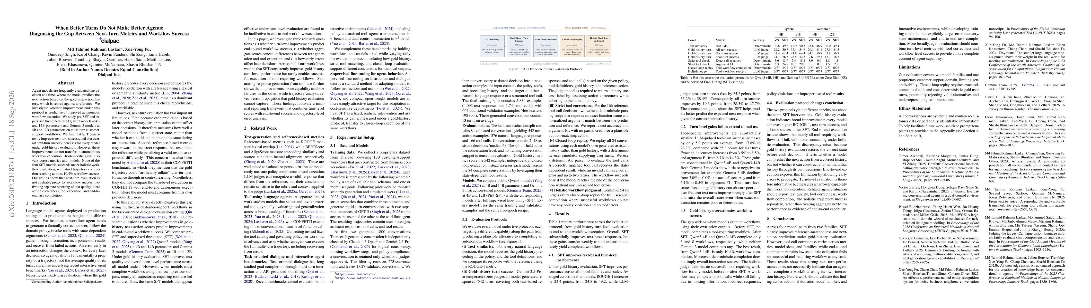 Thumbnail for When Better Turns Do Not Make Better Agents: Diagnosing the Gap Between Next-Turn Metrics and Workflow Success