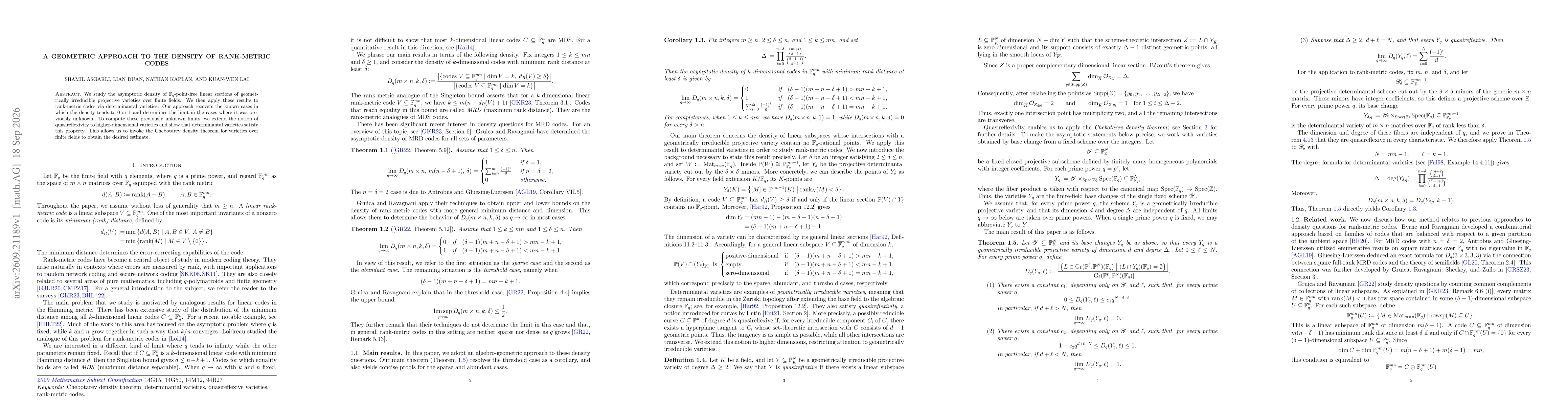 Thumbnail for A geometric approach to the density of rank-metric codes