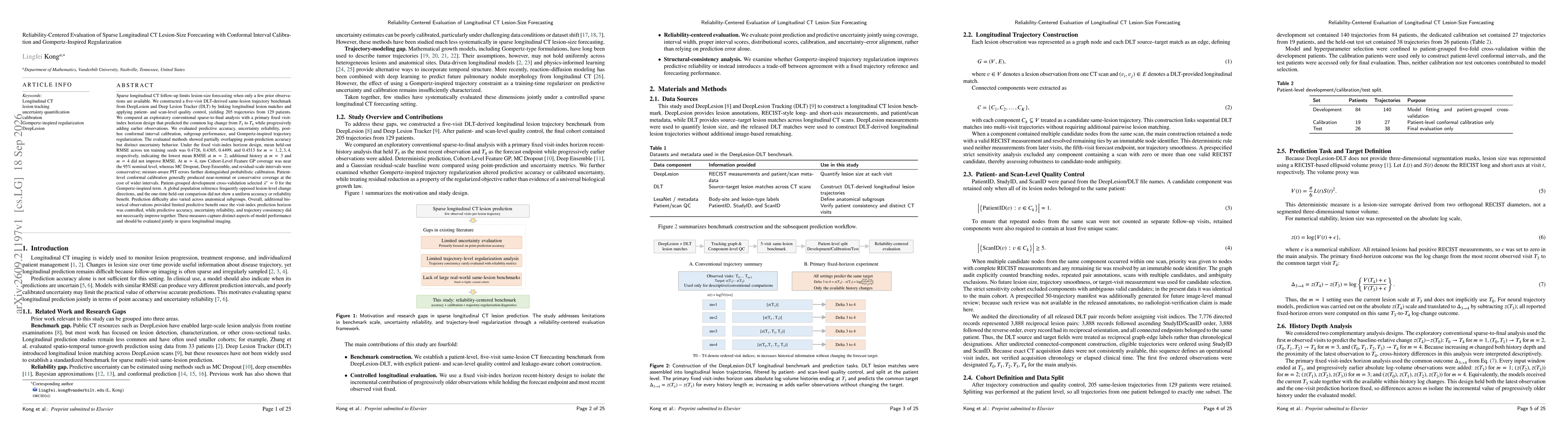 Thumbnail for Reliability-Centered Evaluation of Sparse Longitudinal CT Lesion-Size Forecasting with Conformal Interval Calibration and Gompertz-Inspired Regularization