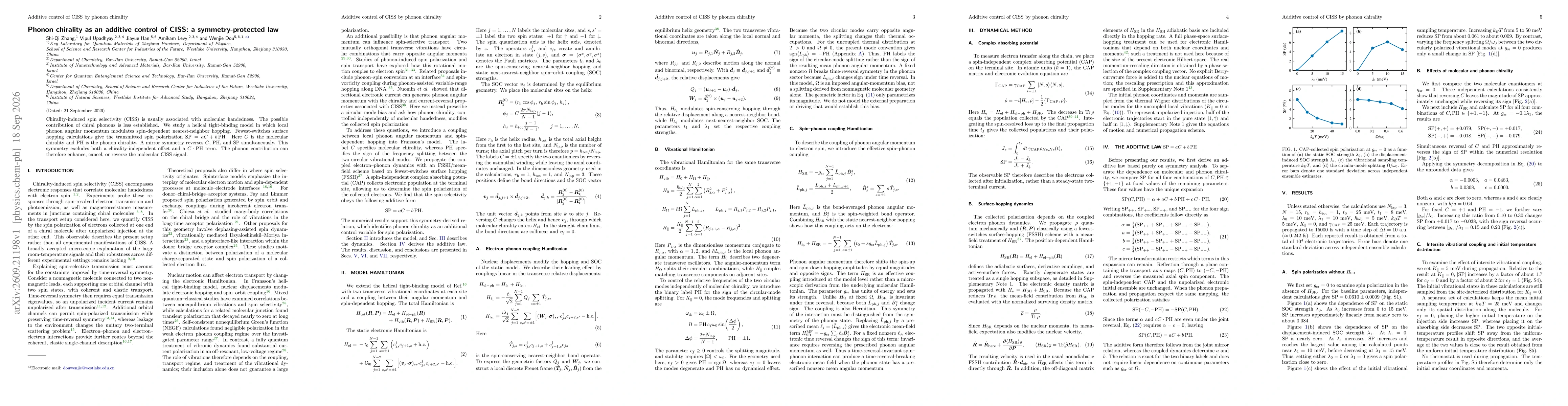 Thumbnail for Phonon chirality as an additive control of CISS: a symmetry-protected law