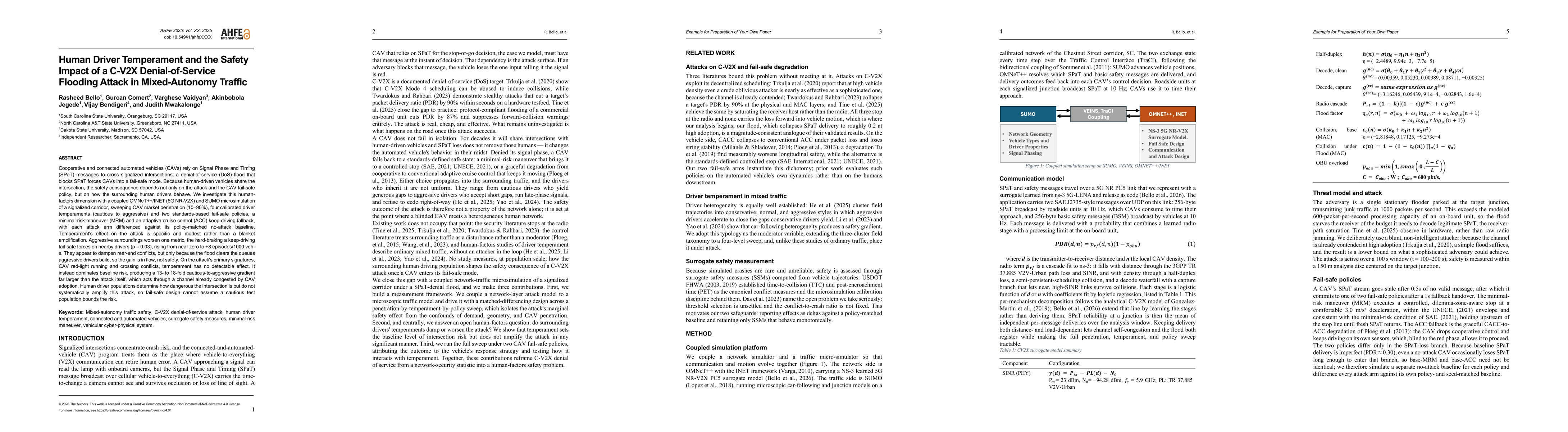 Thumbnail for Human Driver Temperament and the Safety Impact of a C-V2X Denial-of-Service Flooding Attack in Mixed-Autonomy Traffic