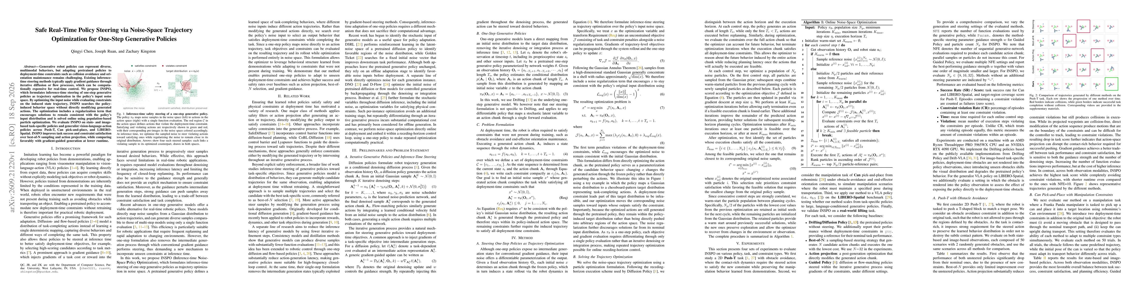 Thumbnail for Safe Real-Time Policy Steering via Noise-Space Trajectory Optimization for One-Step Generative Policies