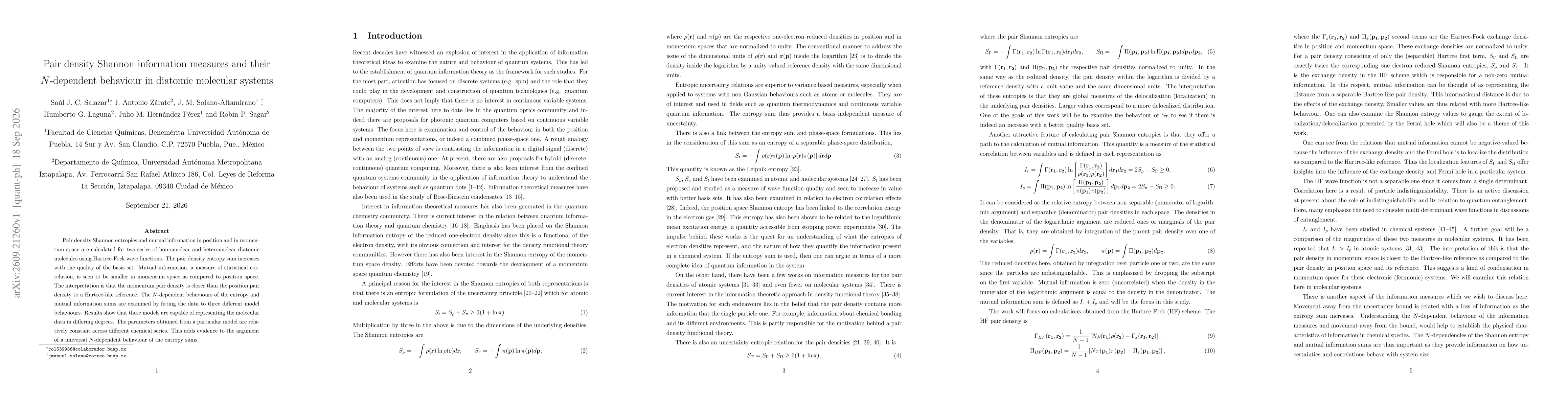 Thumbnail for Pair density Shannon information measures and their $N$-dependent behaviour in diatomic molecular systems