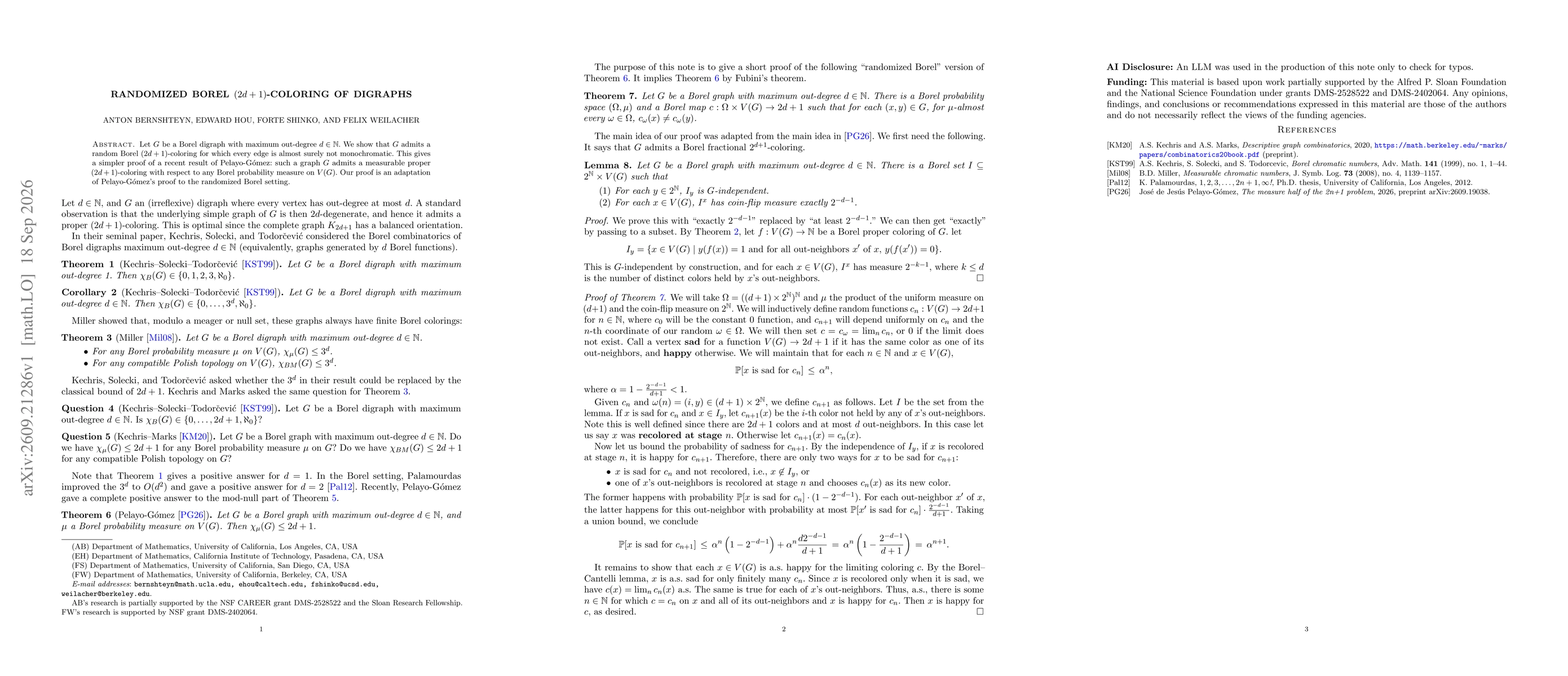 Thumbnail for Randomized Borel $(2d+1)$-coloring of digraphs