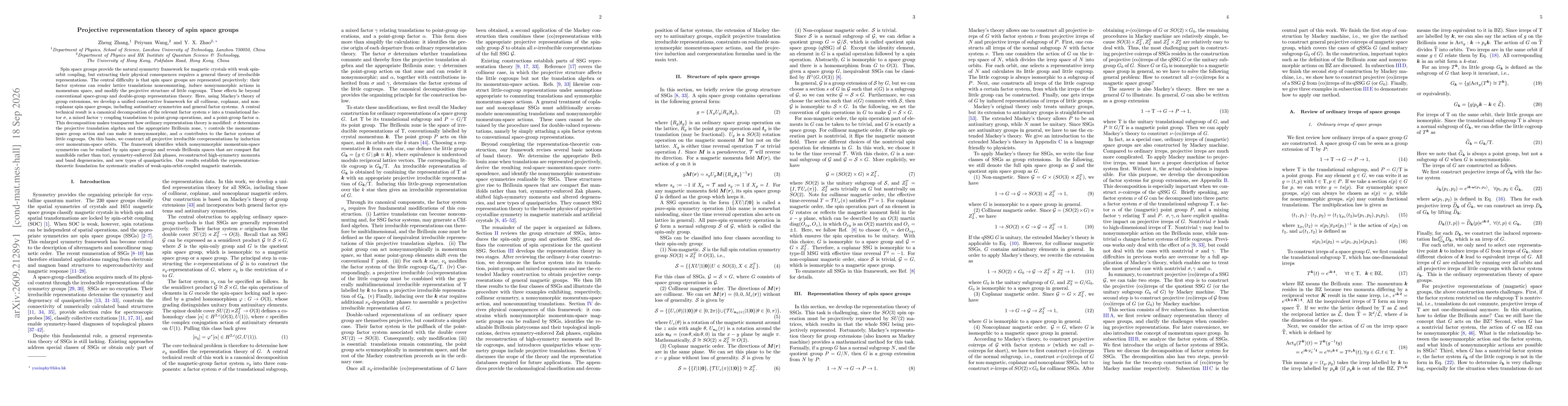 Thumbnail for Projective representation theory of spin space groups