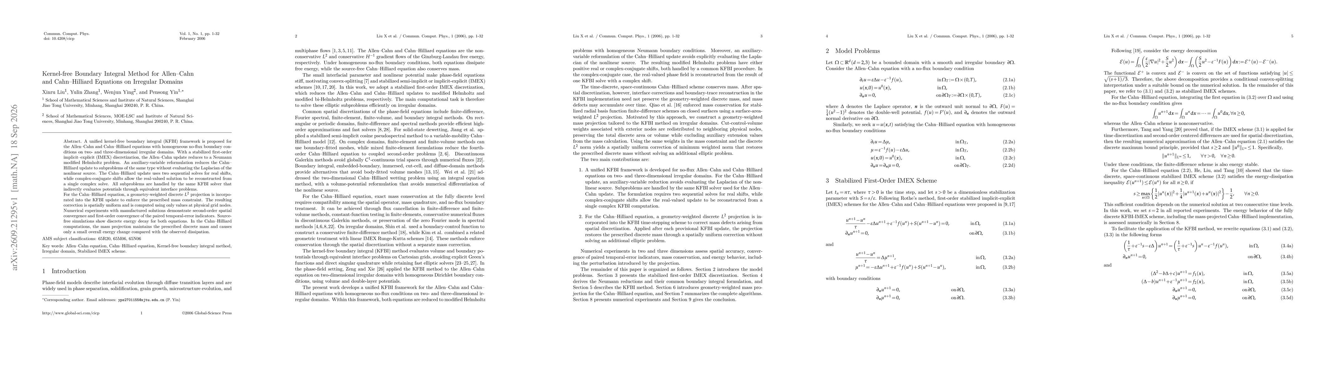 Thumbnail for Kernel-free Boundary Integral Methods for Allen-Cahn and Cahn-Hilliard Equations on Irregular Domains