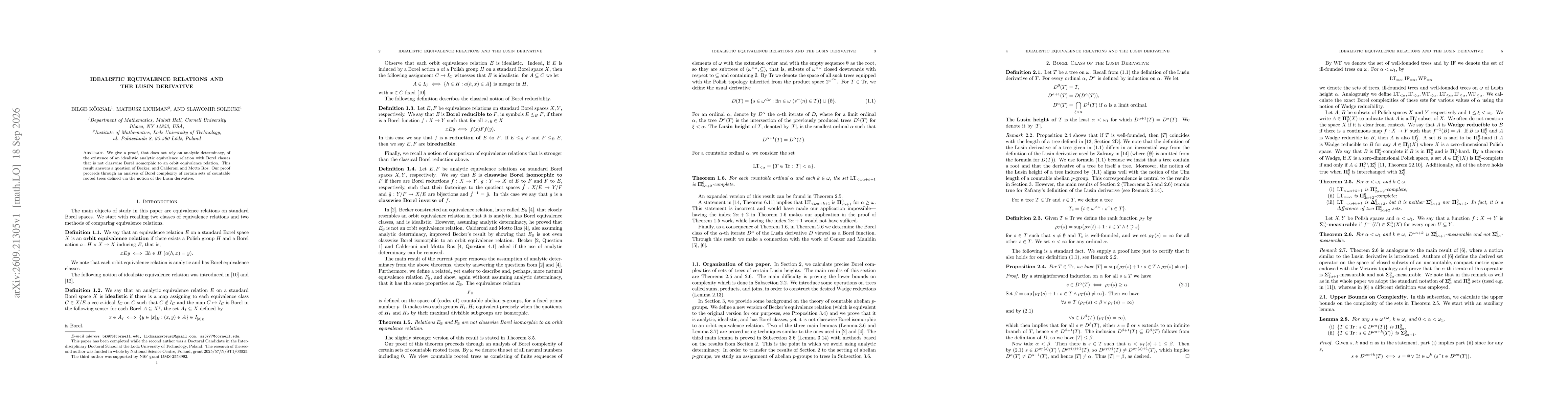 Thumbnail for Idealistic equivalence relations and the Lusin derivative