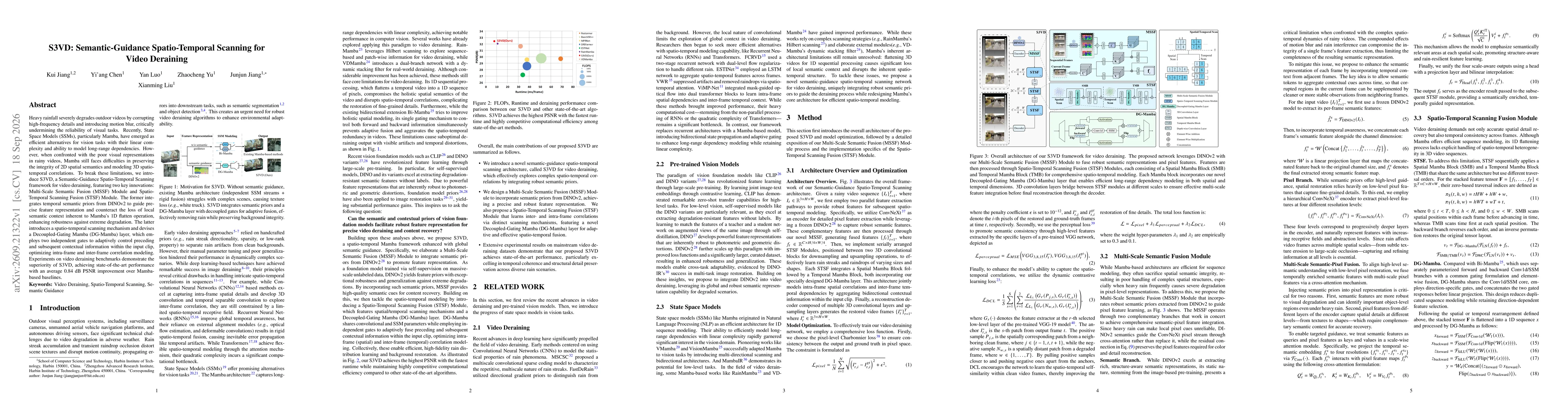 Thumbnail for S3VD: Semantic-Guidance Spatio-Temporal Scanning for Video Deraining