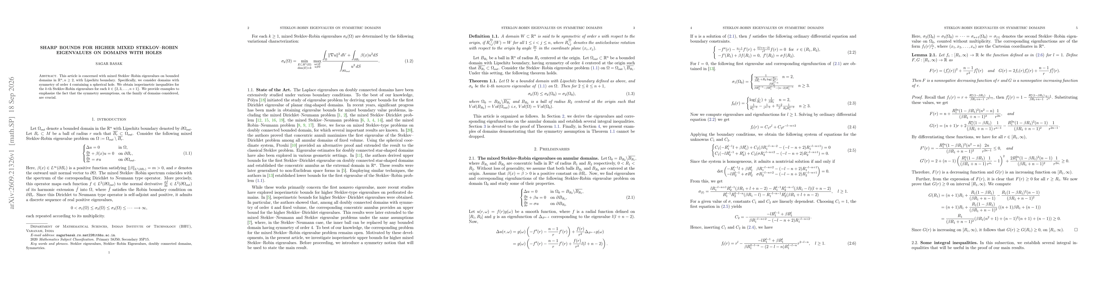 Thumbnail for Sharp bounds for higher mixed Steklov-Robin eigenvalues on domains with holes