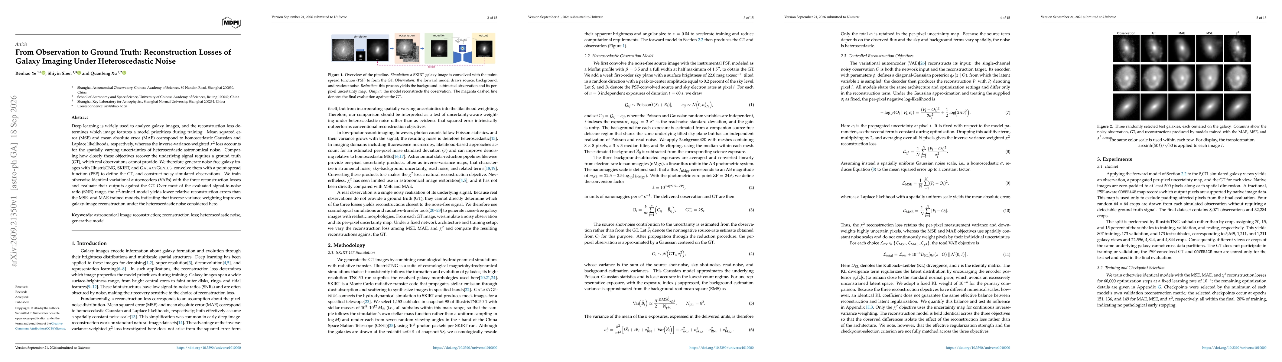 Thumbnail for From Observation to Ground Truth: Reconstruction Losses of Galaxy Imaging Under Heteroscedastic Noise