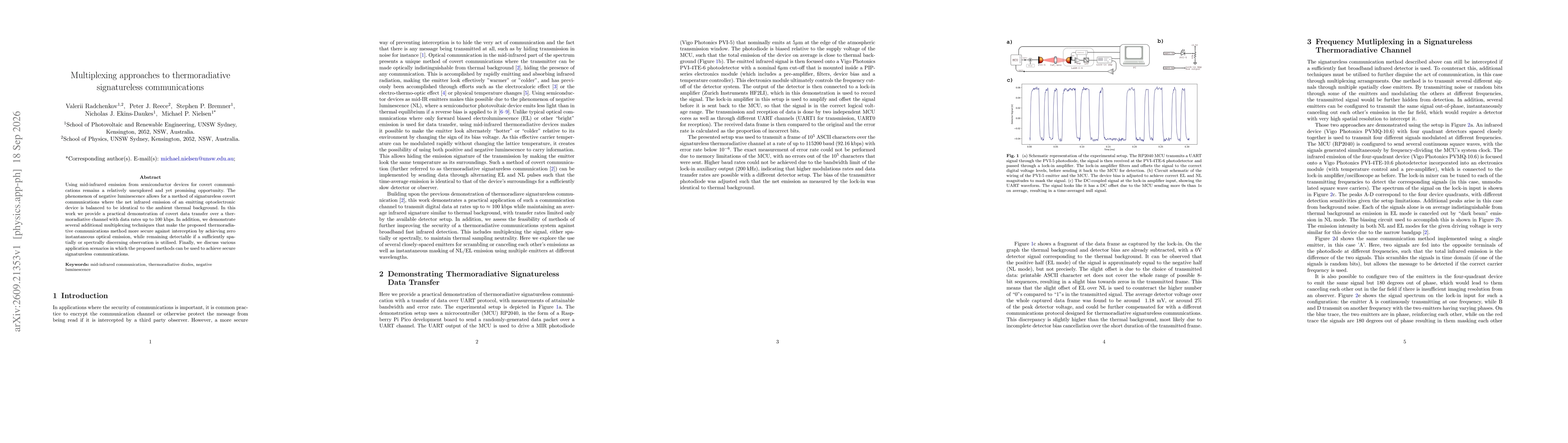 Thumbnail for Multiplexing approaches to thermoradiative signatureless communications