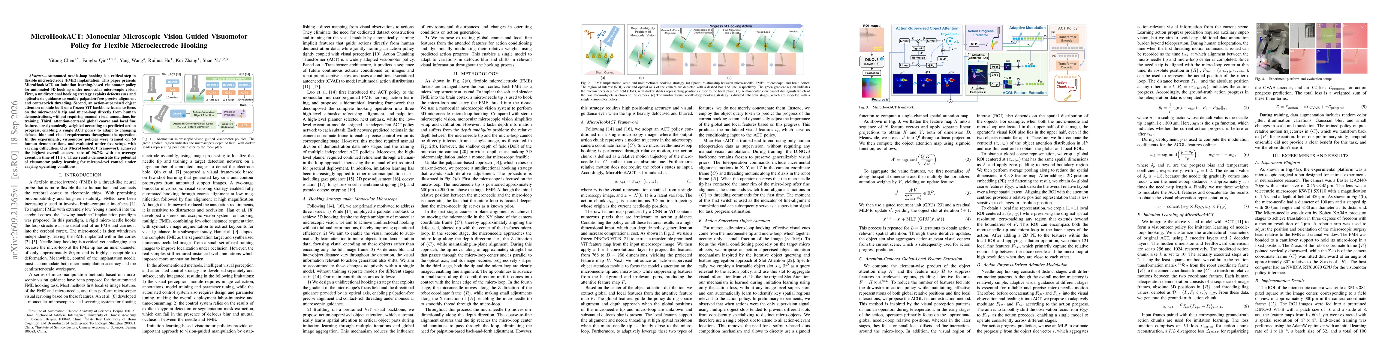 Thumbnail for MicroHookACT: Monocular Microscopic Vision Guided Visuomotor Policy for Flexible Microelectrode Hooking