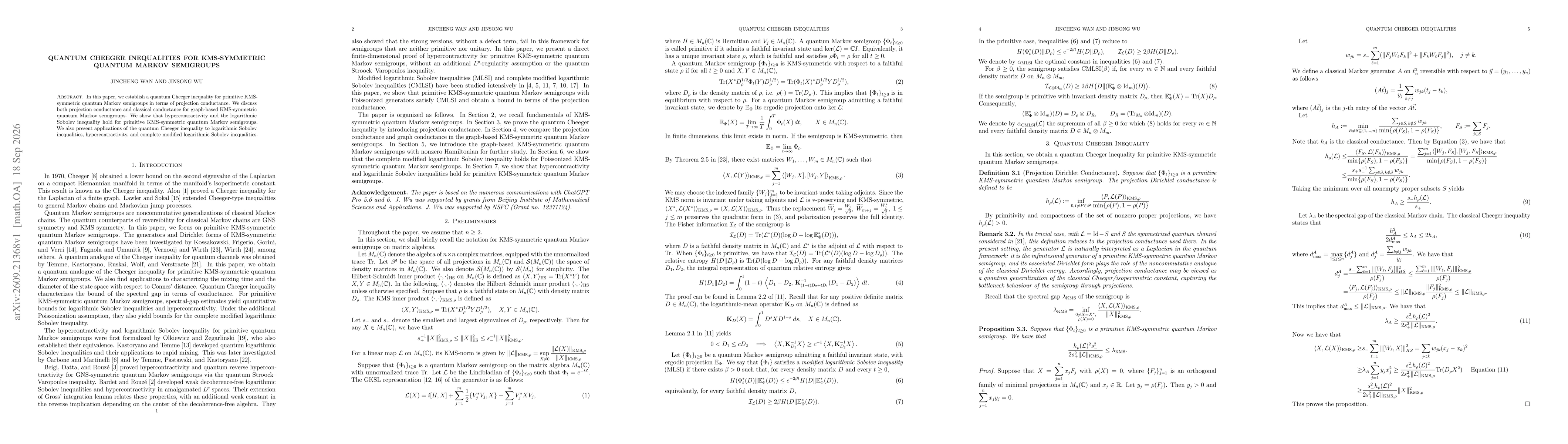 Thumbnail for Quantum Cheeger Inequalities for KMS-Symmetric Quantum Markov Semigroups