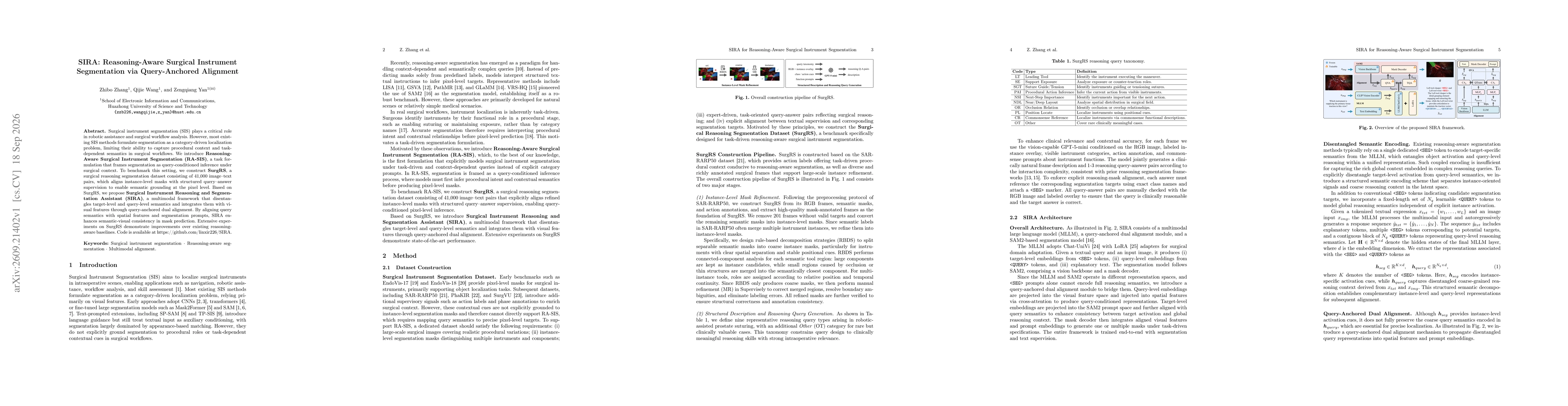 Thumbnail for SIRA: Reasoning-Aware Surgical Instrument Segmentation via Query-Anchored Alignment