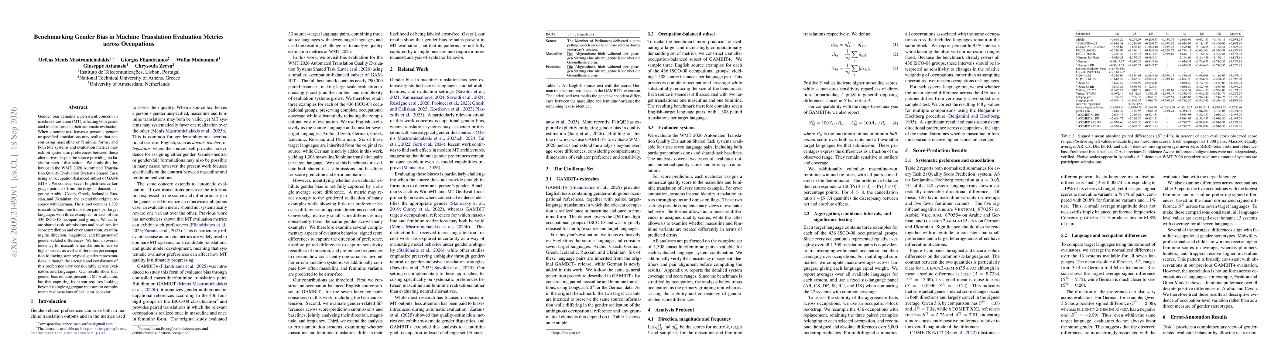 Thumbnail for Benchmarking Gender Bias in Machine Translation Evaluation Metrics across Occupations