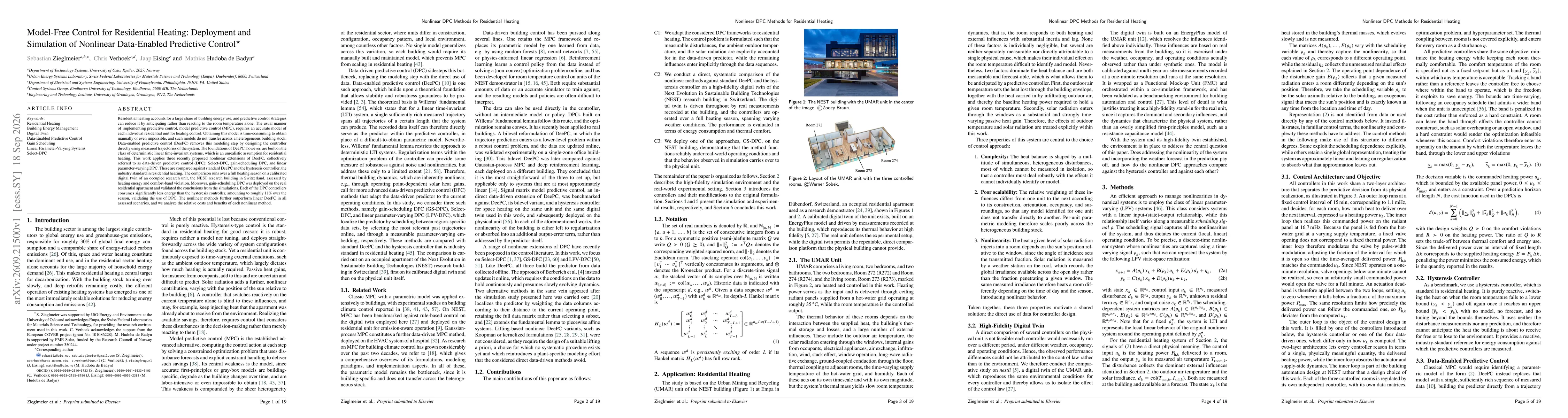 Thumbnail for Model-Free Control for Residential Heating: Deployment and Simulation of Nonlinear Data-Enabled Predictive Control