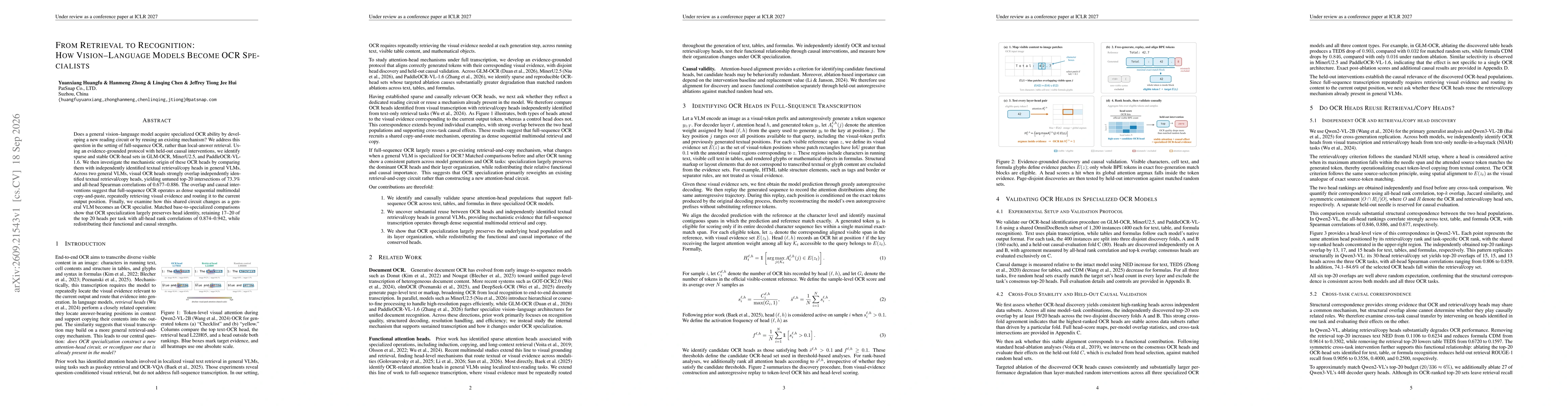 Thumbnail for From Retrieval to Recognition:How Vision--Language Models Become OCR Specialists
