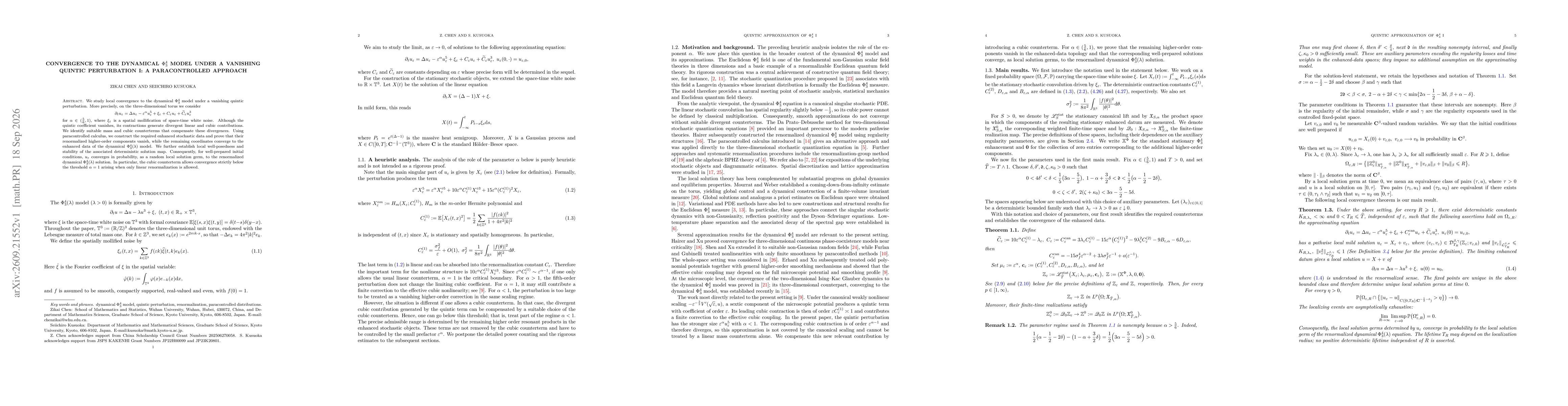Thumbnail for Convergence to the Dynamical $Φ^4_3$ Model under a Vanishing Quintic Perturbation I: A Paracontrolled Approach
