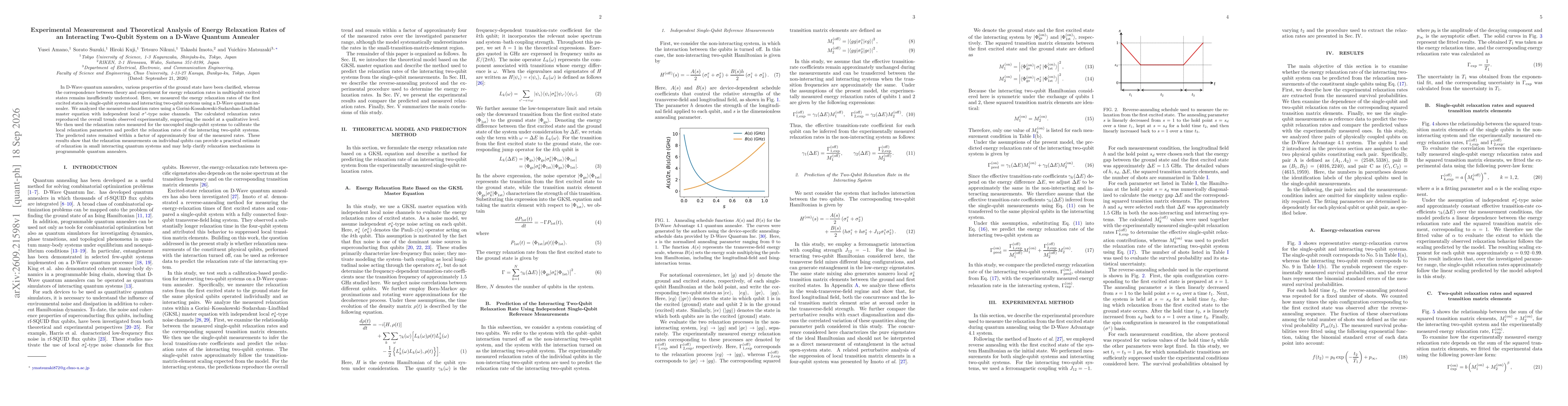 Thumbnail for Experimental Measurement and Theoretical Analysis of Energy Relaxation Rates of an Interacting Two-Qubit System on a D-Wave Quantum Annealer