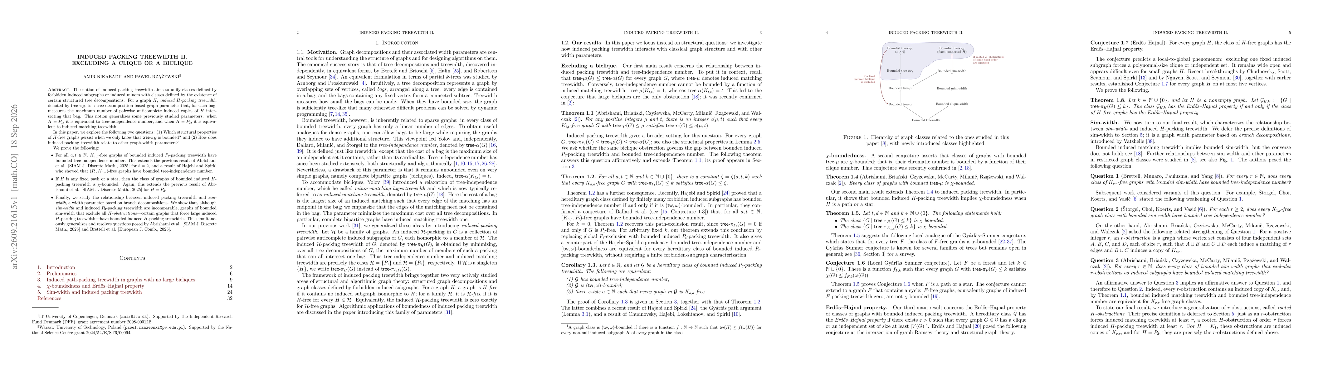 Thumbnail for Induced packing treewidth II. Excluding a clique or a biclique