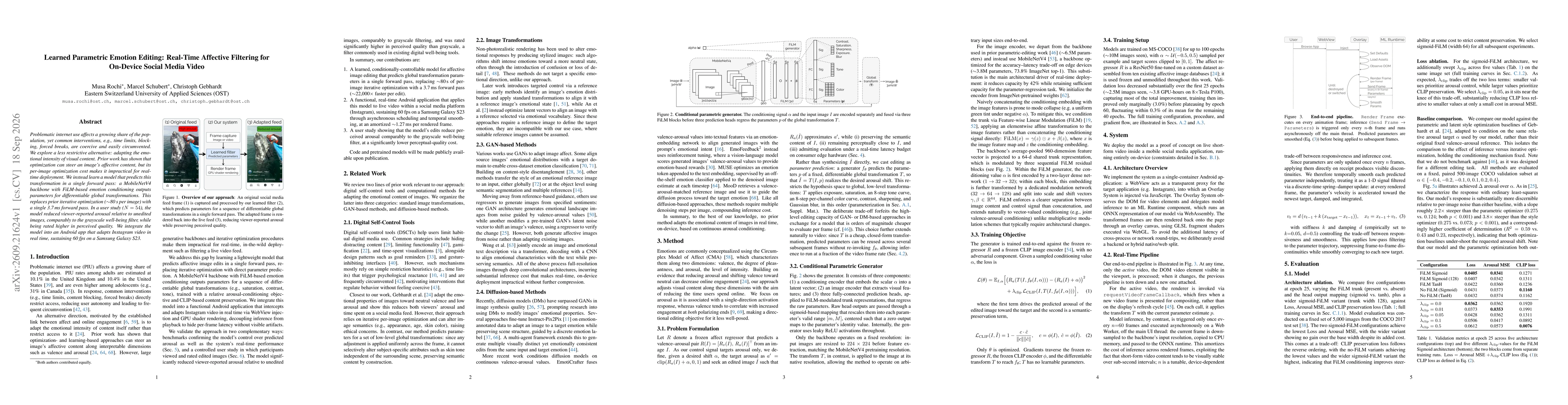 Thumbnail for Learned Parametric Emotion Editing: Real-Time Affective Filtering for On-Device Social Media Video