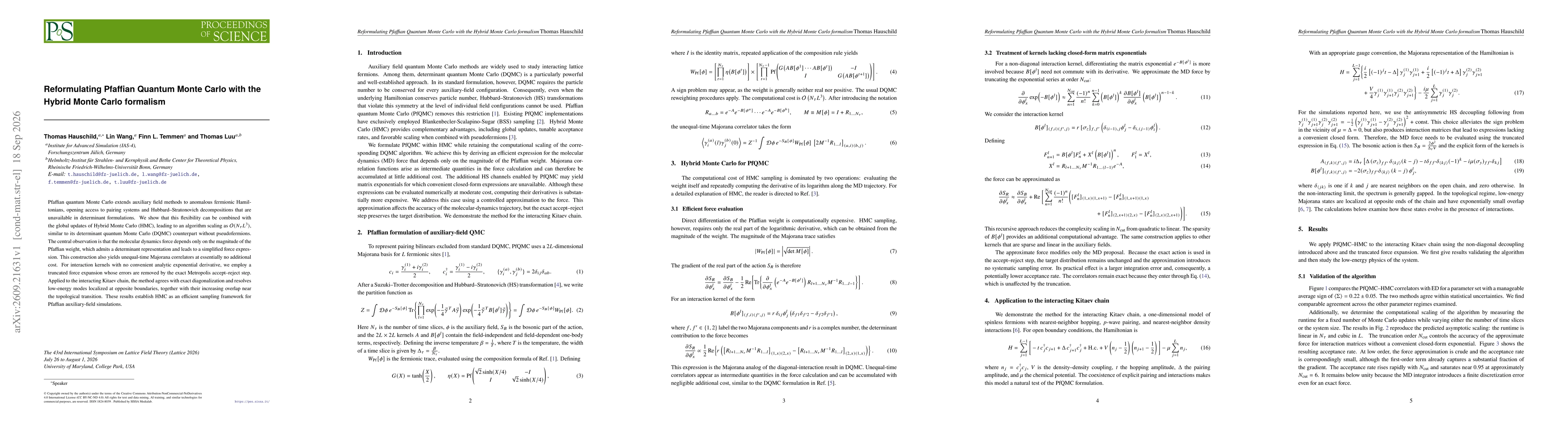 Thumbnail for Reformulating Pfaffian Quantum Monte Carlo with the Hybrid Monte Carlo formalism