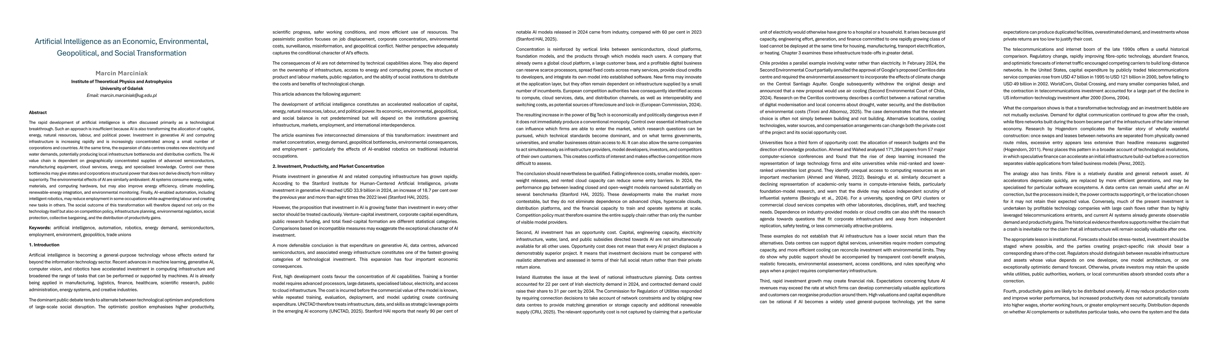 Thumbnail for Artificial Intelligence as an Economic, Environmental, Geopolitical, and Social Transformation
