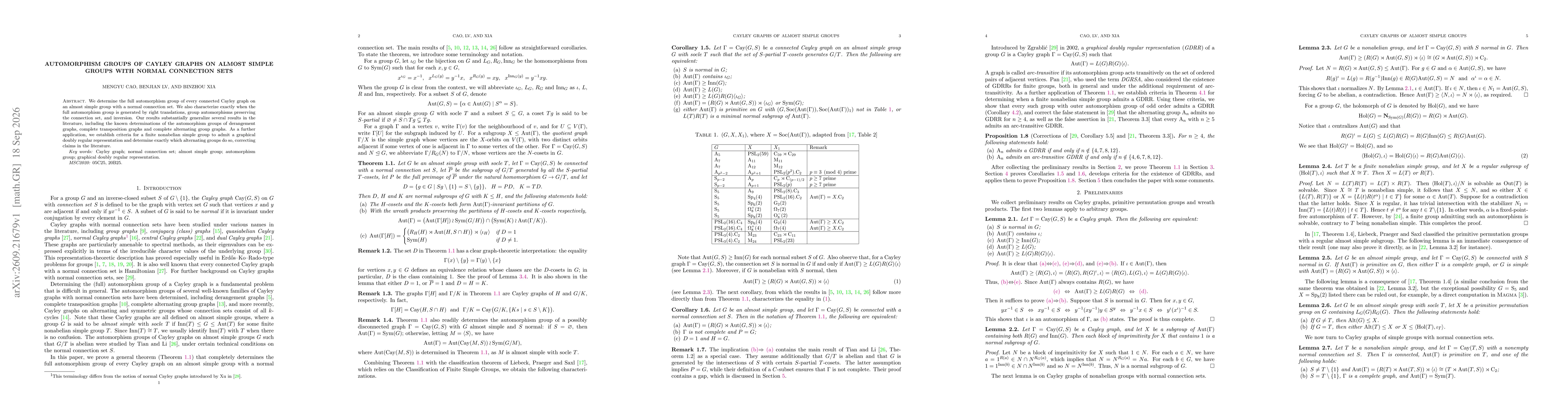 Thumbnail for Automorphism groups of Cayley graphs on almost simple groups with normal connection sets