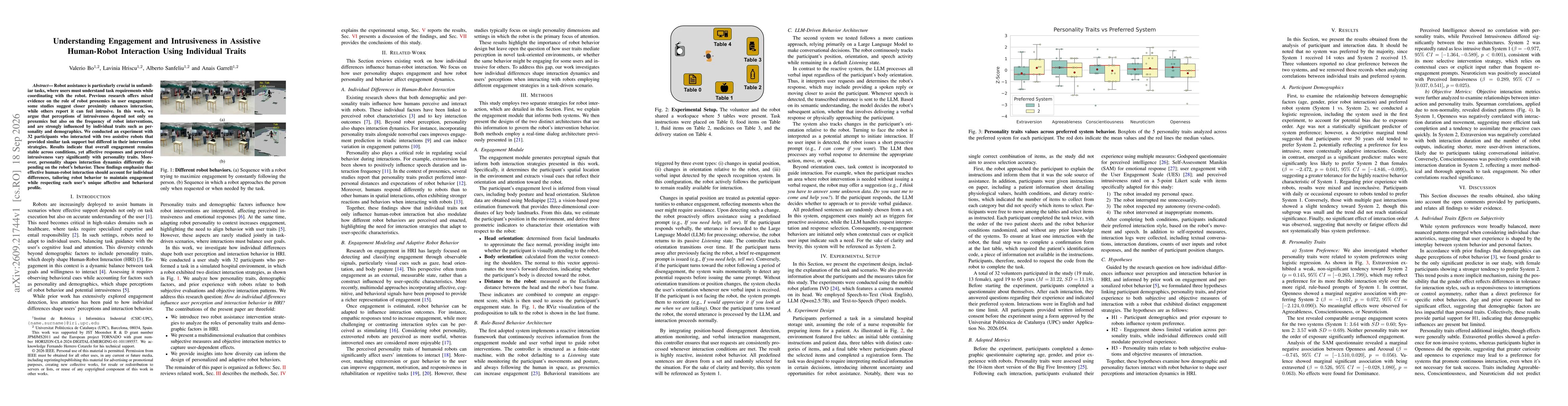 Thumbnail for Understanding Engagement and Intrusiveness in Assistive Human-Robot Interaction Using Individual Traits