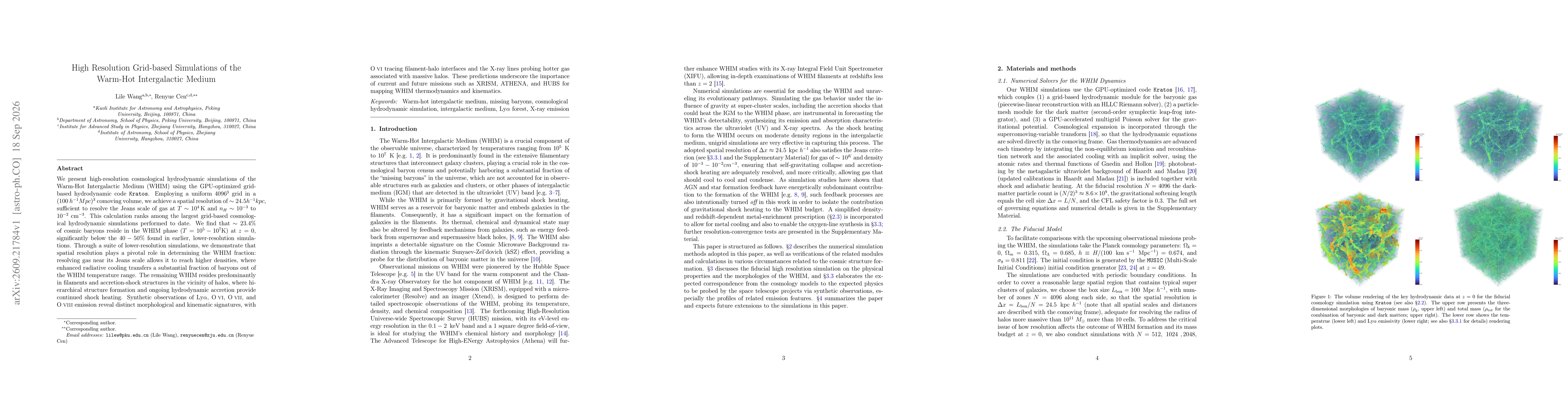 Thumbnail for High Resolution Grid-based Simulations of the Warm-Hot Intergalactic Medium