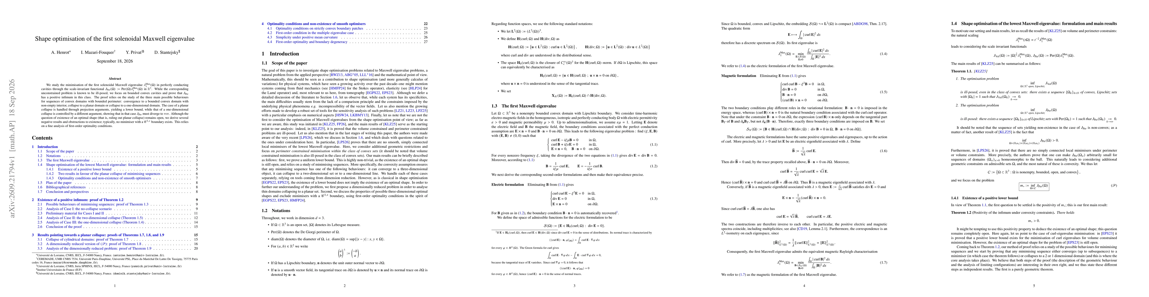 Thumbnail for Shape optimisation of the first solenoidal Maxwell eigenvalue
