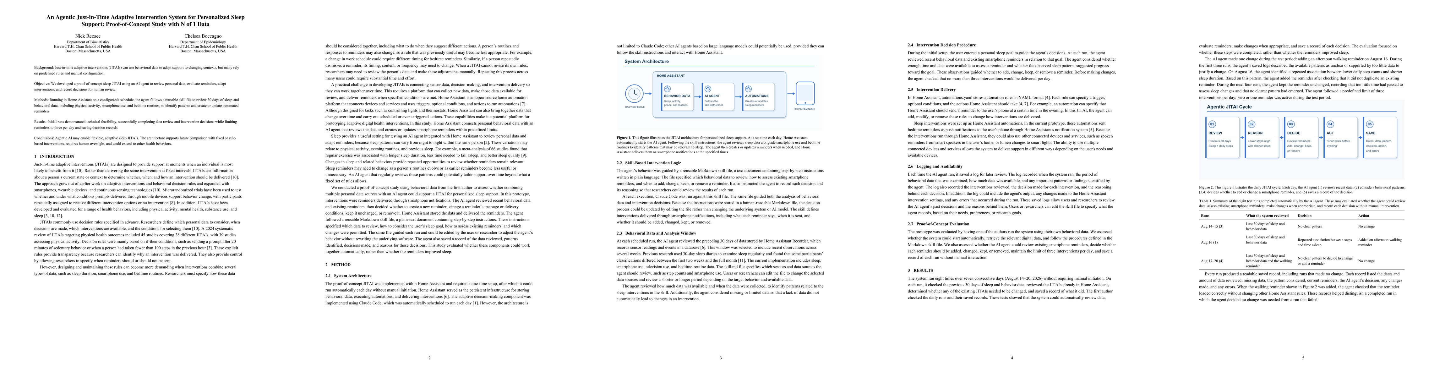 Thumbnail for An Agentic Just-in-Time Adaptive Intervention System for Personalized Sleep Support: Proof-of-Concept Study with N of 1 Data