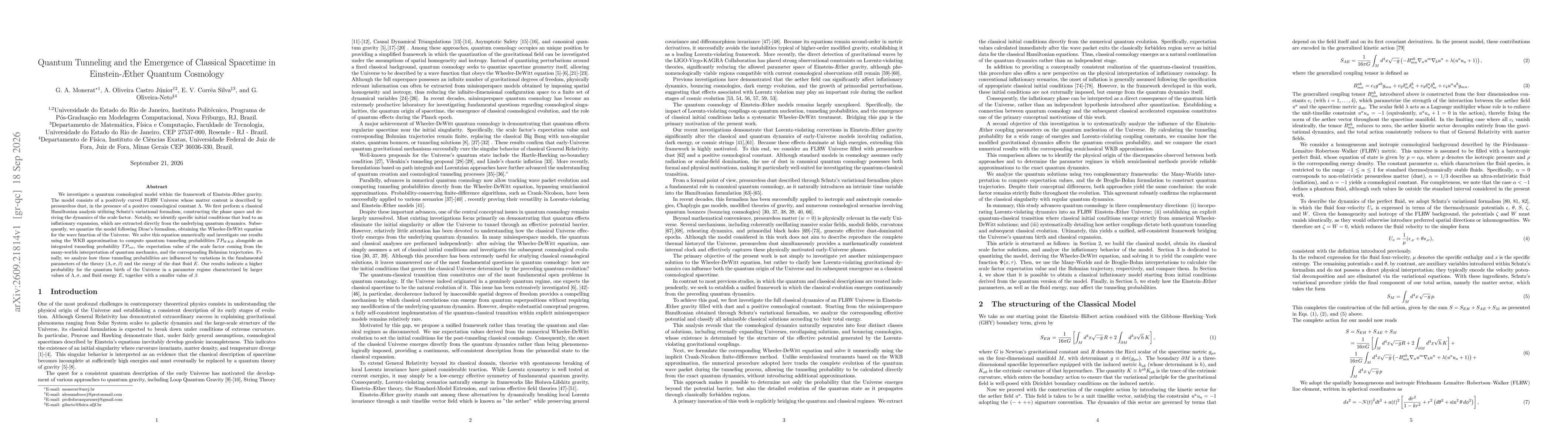 Thumbnail for Quantum Tunneling and the Emergence of Classical Spacetime in Einstein-Æther Quantum Cosmology