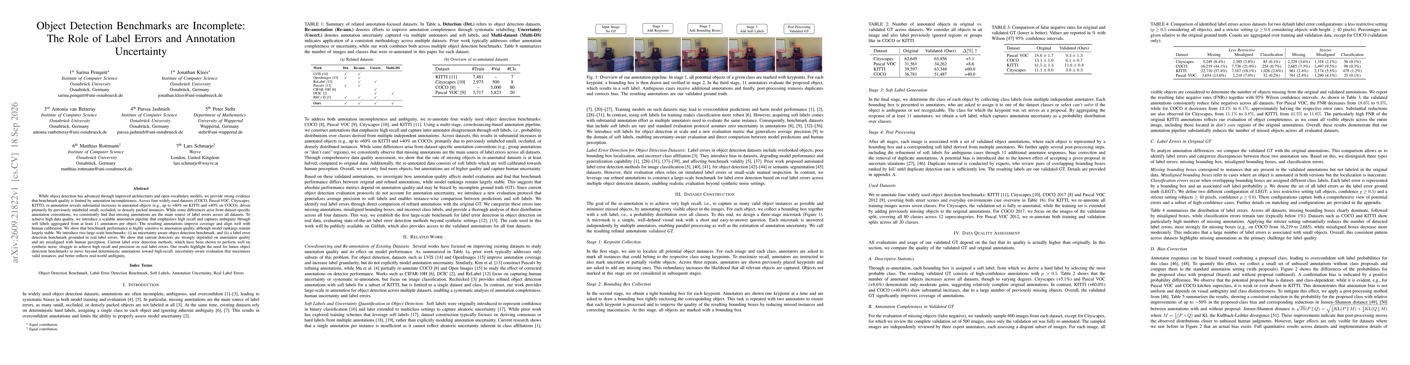 Thumbnail for Object Detection Benchmarks are Incomplete: The Role of Label Errors and Annotation Uncertainty