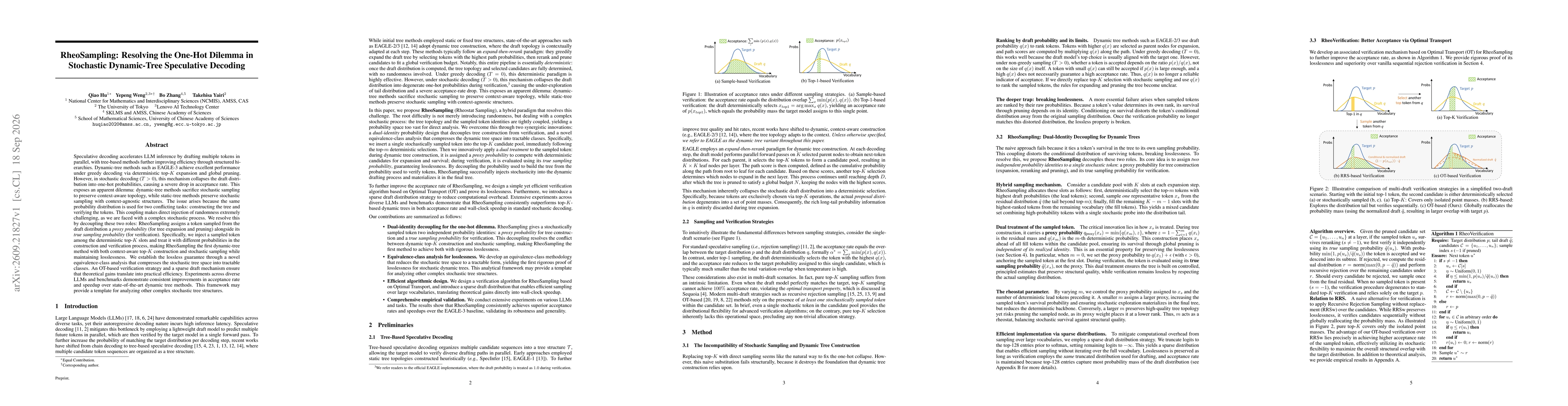 Thumbnail for RheoSampling: Resolving the One-Hot Dilemma in Stochastic Dynamic-Tree Speculative Decoding