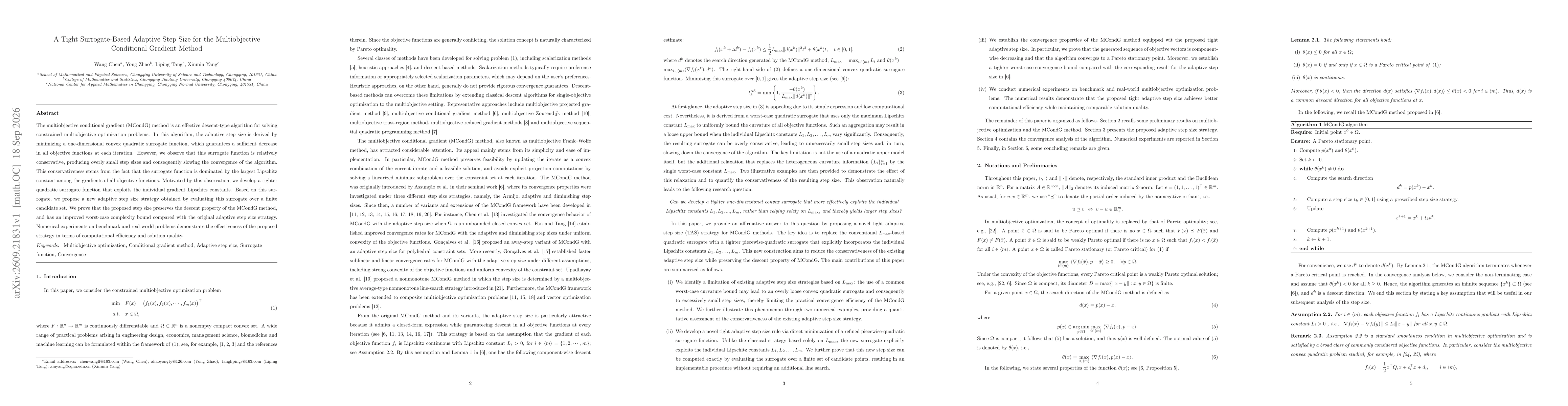 Thumbnail for A Tight Surrogate-Based Adaptive Step Size for the Multiobjective Conditional Gradient Method