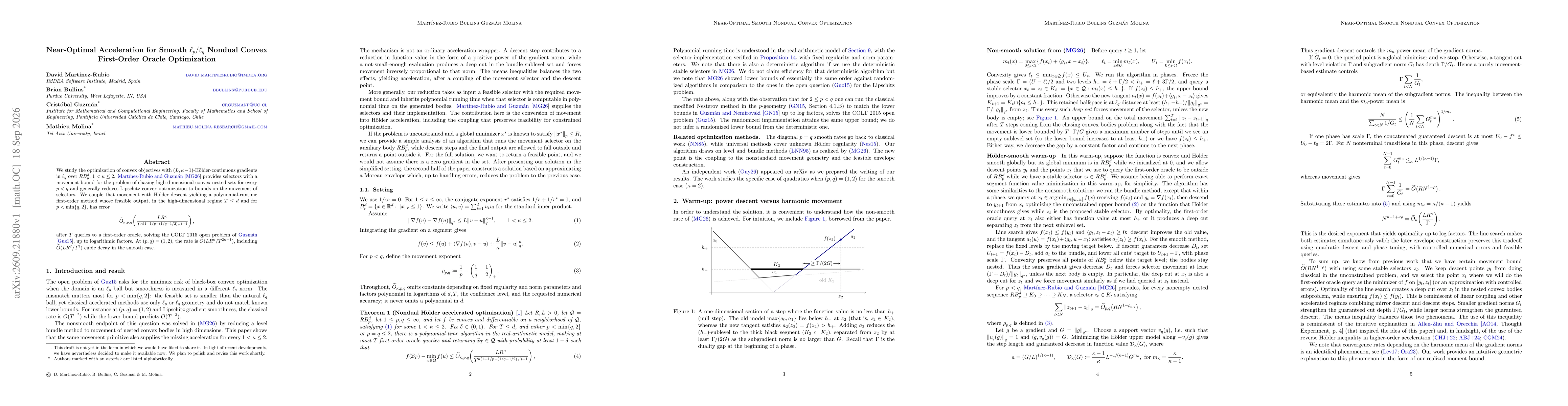 Thumbnail for Near-Optimal Acceleration for Smooth $\ell_p$ / $\ell_q$ Nondual Convex First-Order Oracle Optimization
