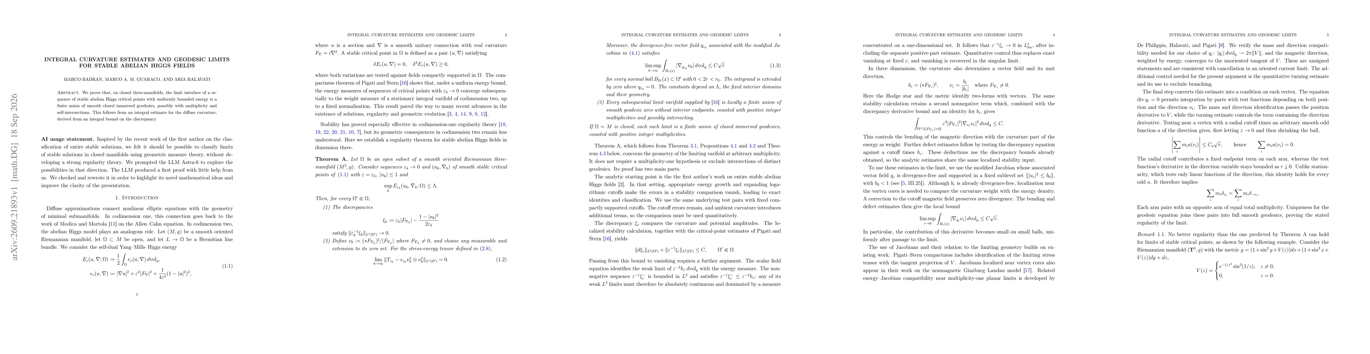 Thumbnail for Integral curvature estimates and geodesic limits for stable abelian Higgs fields