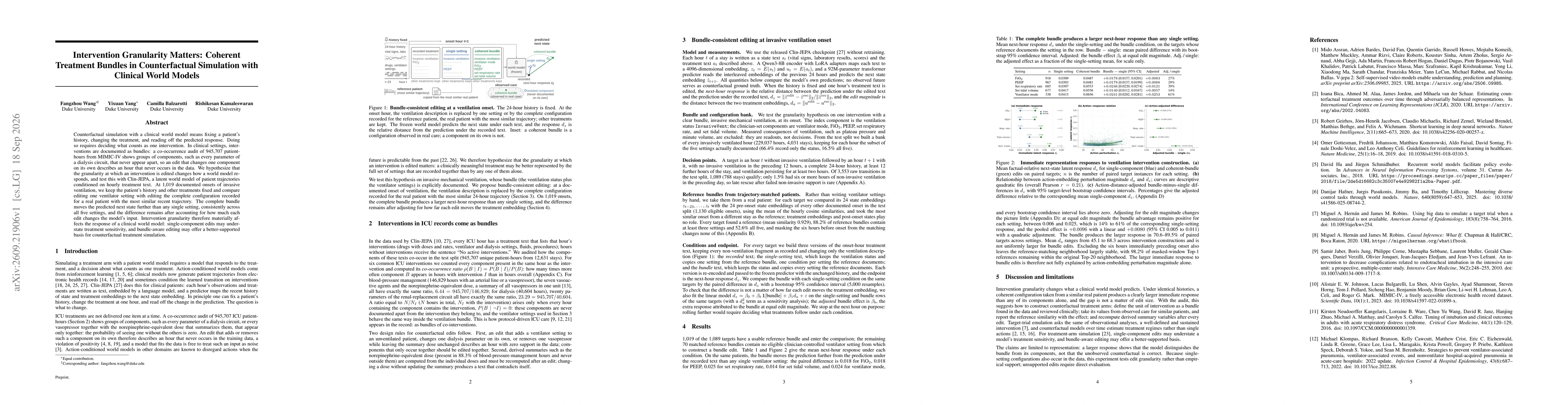 Thumbnail for Intervention Granularity Matters: Coherent Treatment Bundles in Counterfactual Simulation with Clinical World Models