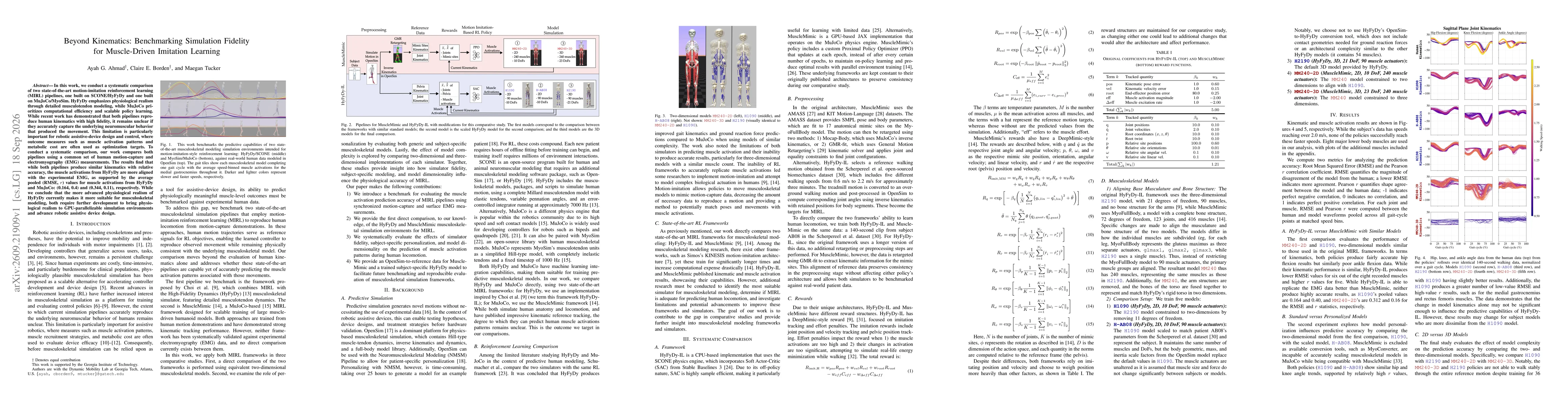 Thumbnail for Beyond Kinematics: Benchmarking Simulation Fidelity for Muscle-Driven Imitation Learning