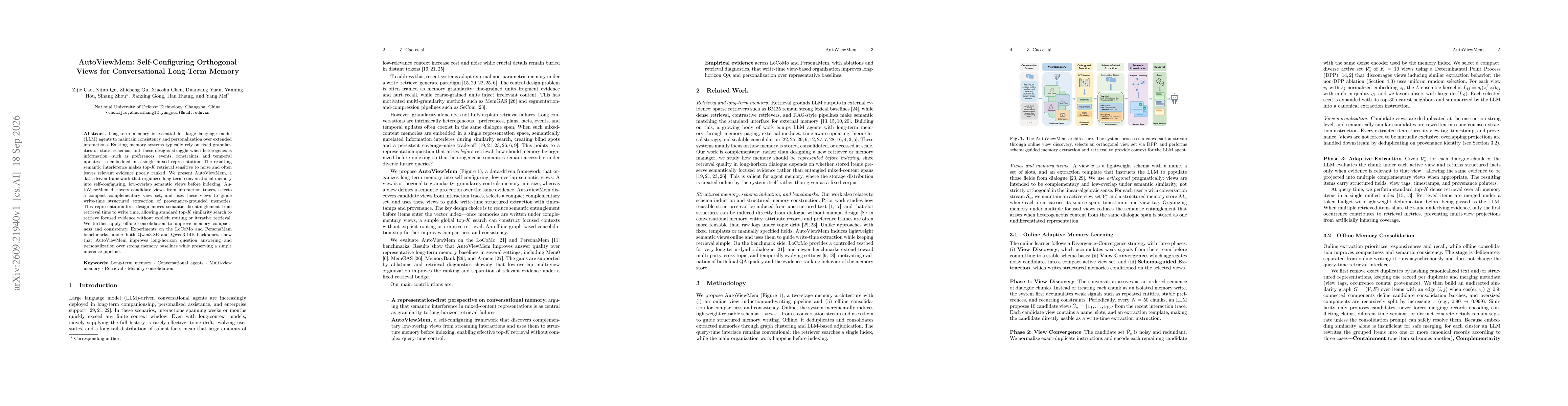 Thumbnail for AutoViewMem: Self-Configuring Orthogonal Views for Conversational Long-Term Memory
