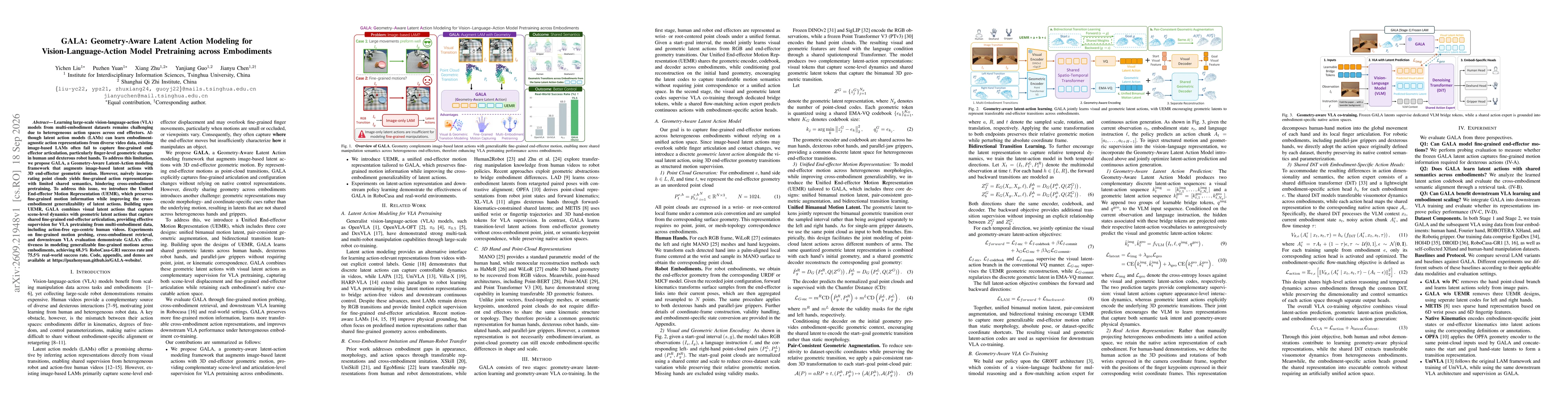 Thumbnail for GALA: Geometry-Aware Latent Action Modeling for Vision-Language-Action Model Pretraining across Embodiments