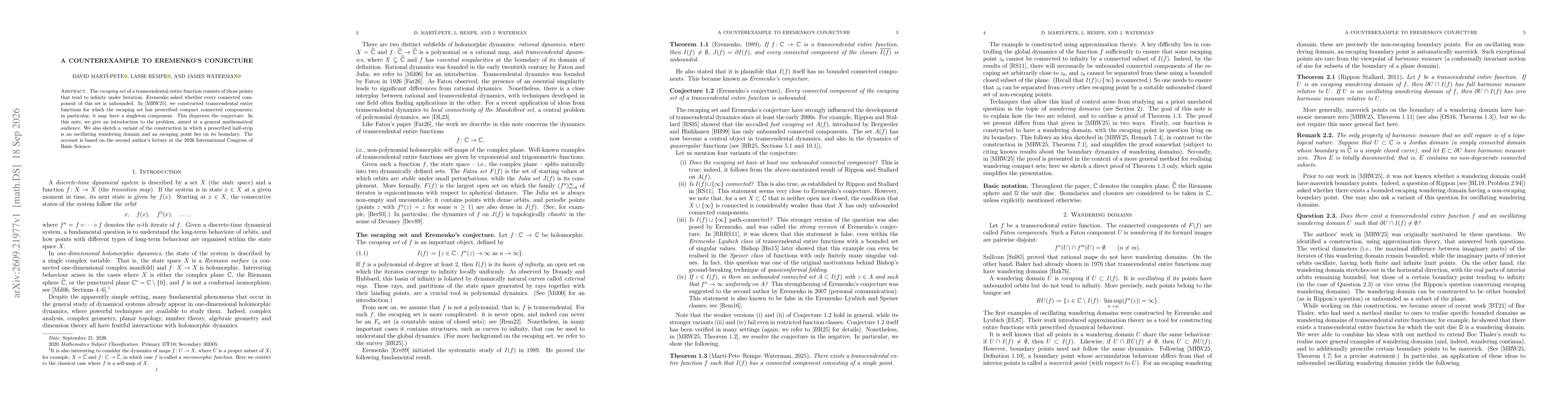 Thumbnail for A counterexample to Eremenko's conjecture