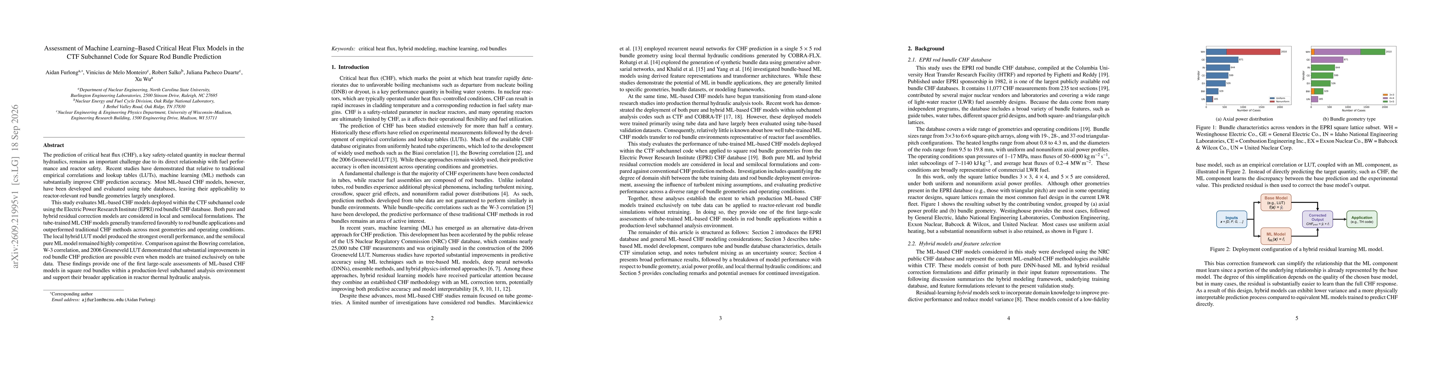 Thumbnail for Assessment of Machine Learning-Based Critical Heat Flux Models in the CTF Subchannel Code for Square Rod Bundle Prediction