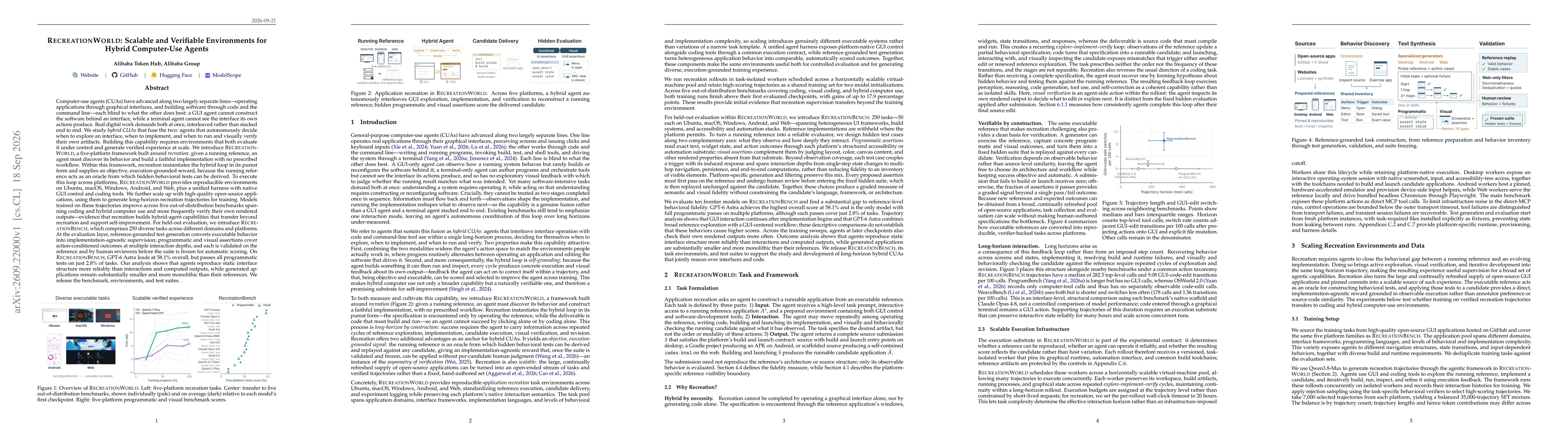 Thumbnail for RecreationWorld: Scalable and Verifiable Environments for Hybrid Computer-Use Agents