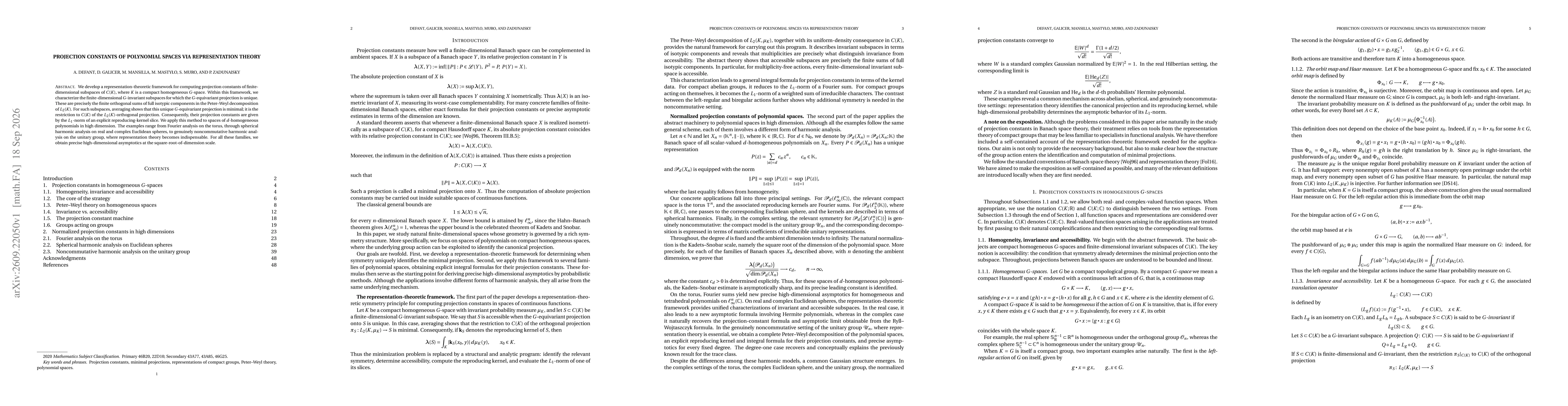 Thumbnail for Projection Constants of Polynomial Spaces via Representation Theory