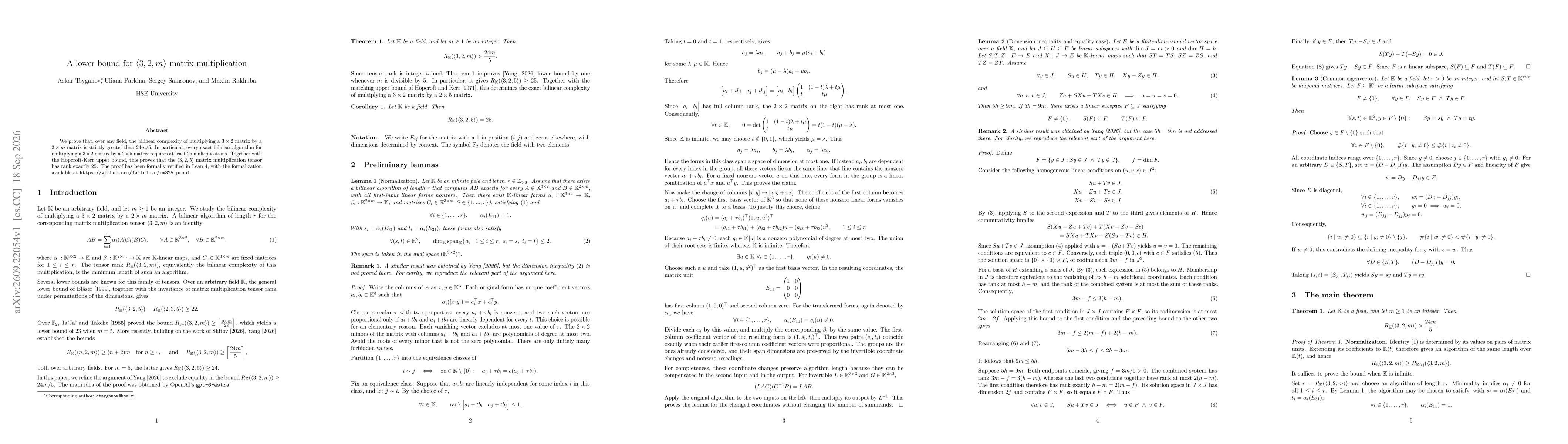 Thumbnail for A lower bound for $\langle 3,2,m \rangle$ matrix multiplication