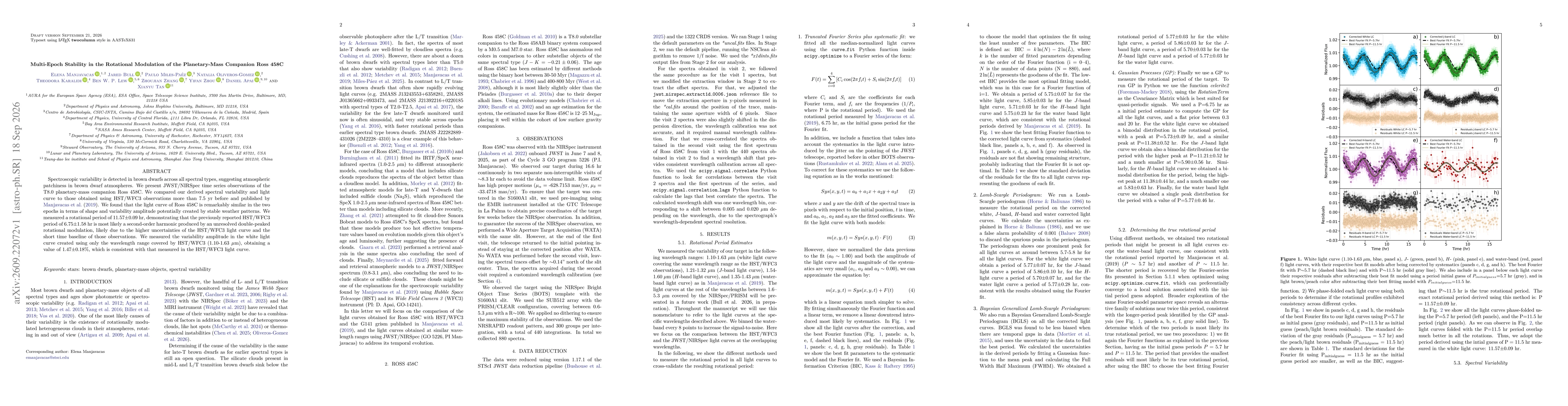 Thumbnail for Multi-Epoch Stability in the Rotational Modulation of the Planetary-Mass Companion Ross 458C